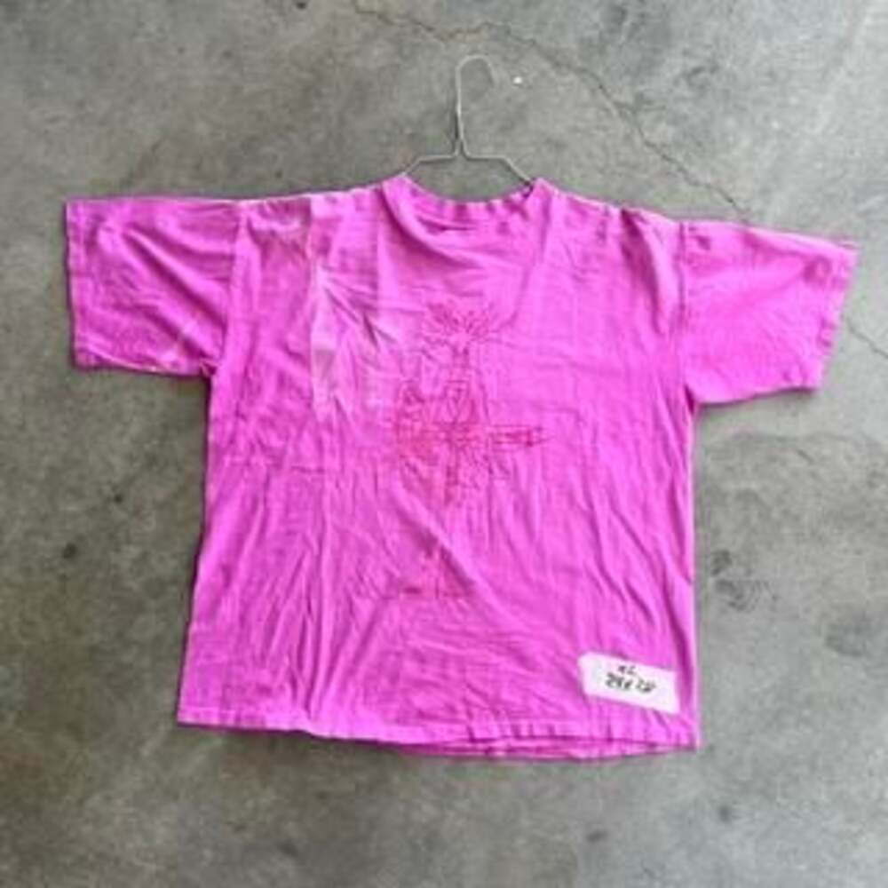 Vintage 90s Paris Sport Club Tribal Graphic Tee - Faded Pink, Size XL